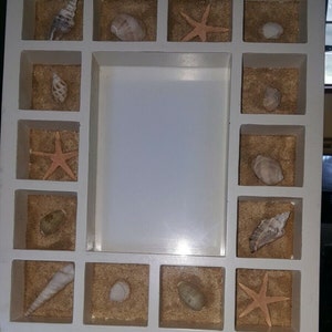 sea shell shadow box picture frame Beach Ocean Shells starfish sand