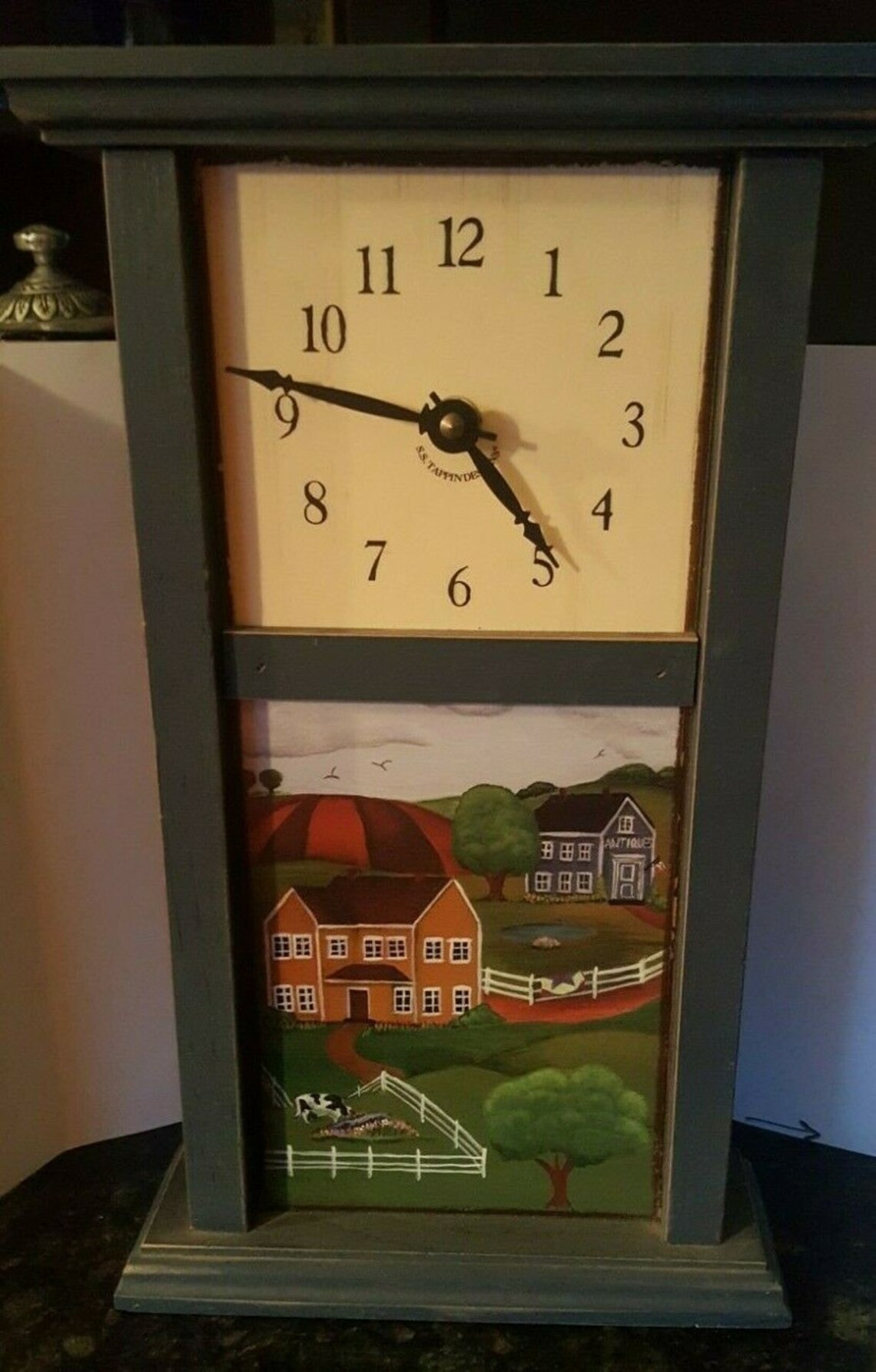 Country Farm House Style Wooden Clock Farm Scene Distressed Etsy