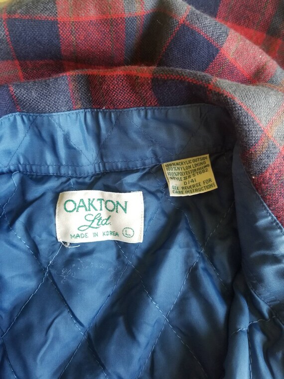 Vintage 80s Oakton Red , Blue and Gray Plaid Quil… - image 2