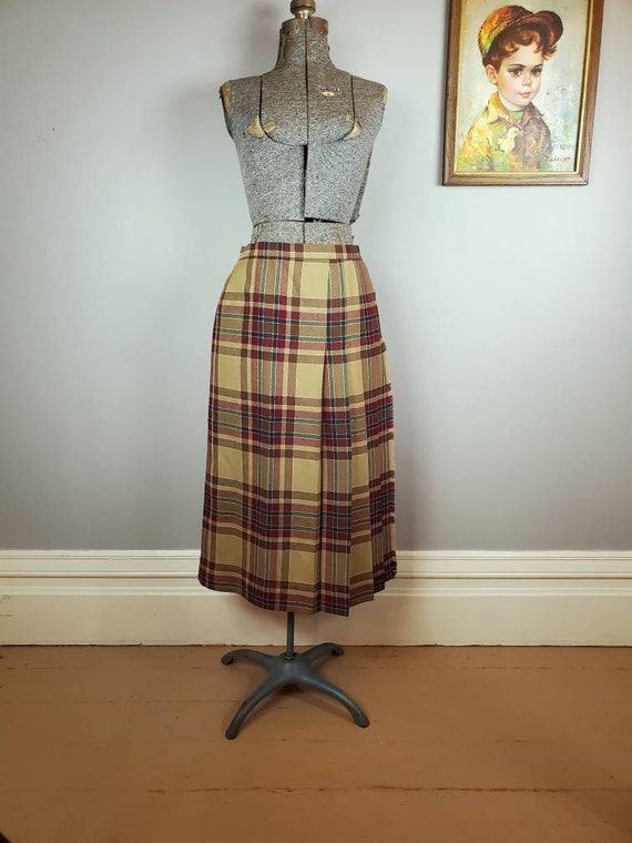 Vintage 80s Lochcarron Wool Tartan Plaid Fringe Wr