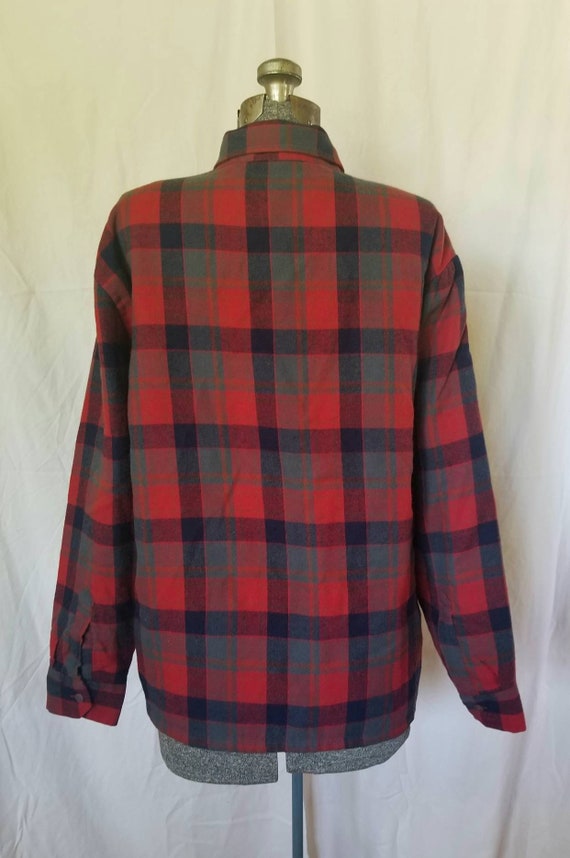 Vintage 80s Oakton Red , Blue and Gray Plaid Quil… - image 4