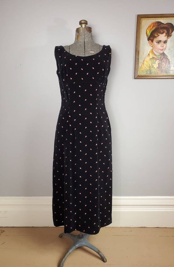 Vintage 60s Jo Collins Black Velvet Sleeveless Sh… - image 2