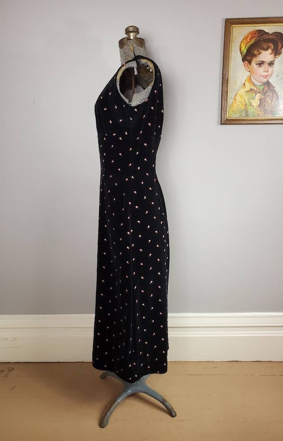 Vintage 60s Jo Collins Black Velvet Sleeveless Sh… - image 3