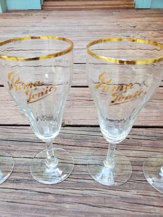 Antique Prima Tonic Optic Wine  Cocktail Glasses Set of 4