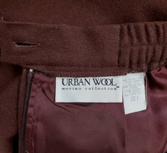 Vintage 80s/90s Urban Wool Brown Merino Wool Skirt - image 1