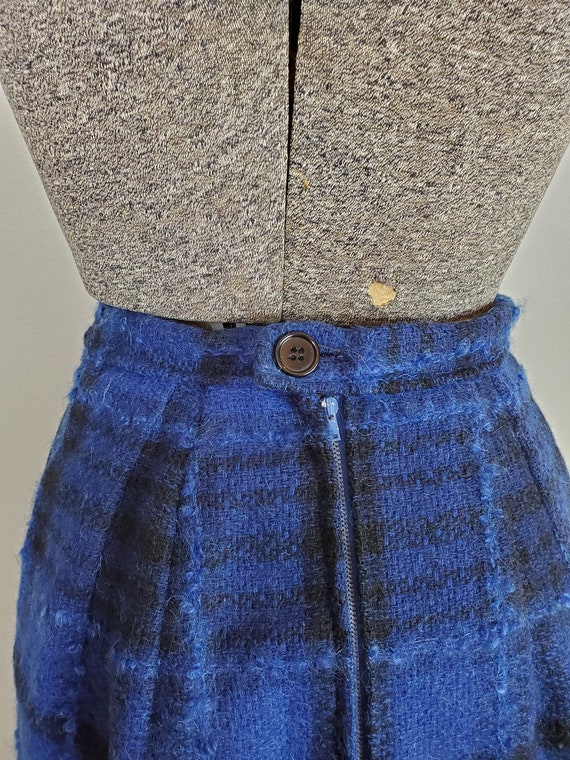 Vintage 50s MCM Blue and Black Nubby Wool Tweed P… - image 3