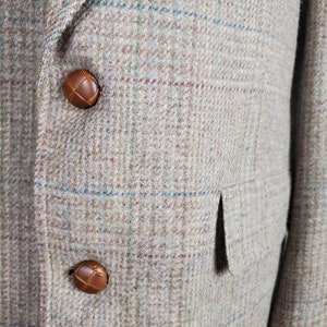 Vintage 90s Hart Schaffner & Marx Brown Plaid Tweed Sport Coat with Woven Leather Buttons image 10