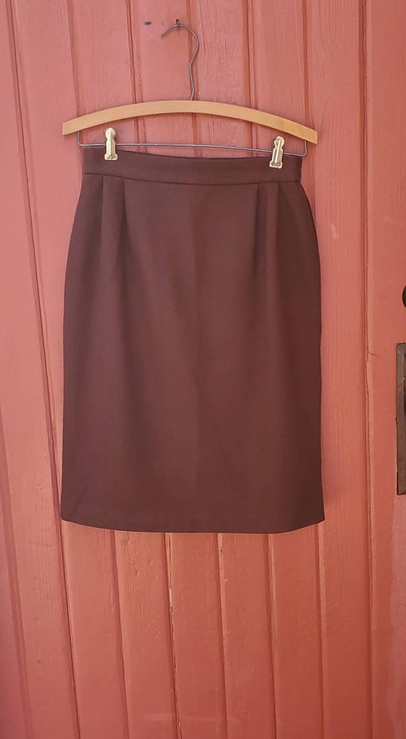 Vintage 80s/90s Urban Wool Brown Merino Wool Skirt - image 2