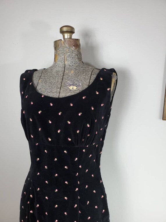 Vintage 60s Jo Collins Black Velvet Sleeveless Sh… - image 1