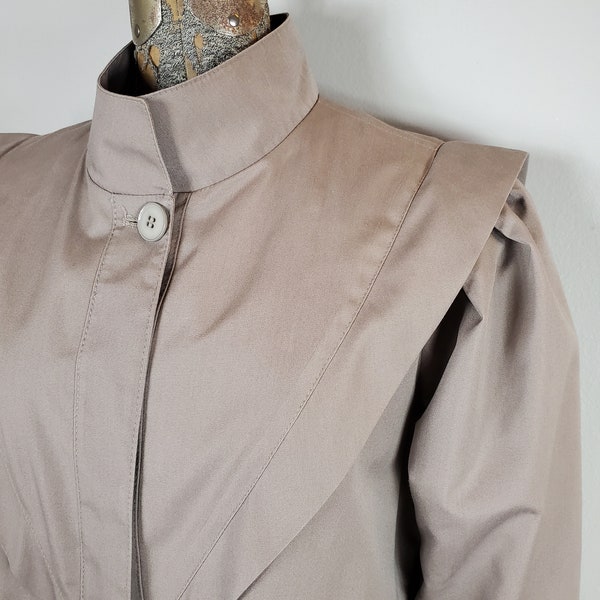 Vintage 80s Misty Harbor Women's Taupe Mod Trench Raincoat w/ Removable Wool Blend Liner (Vintage Size 10 Reg.)