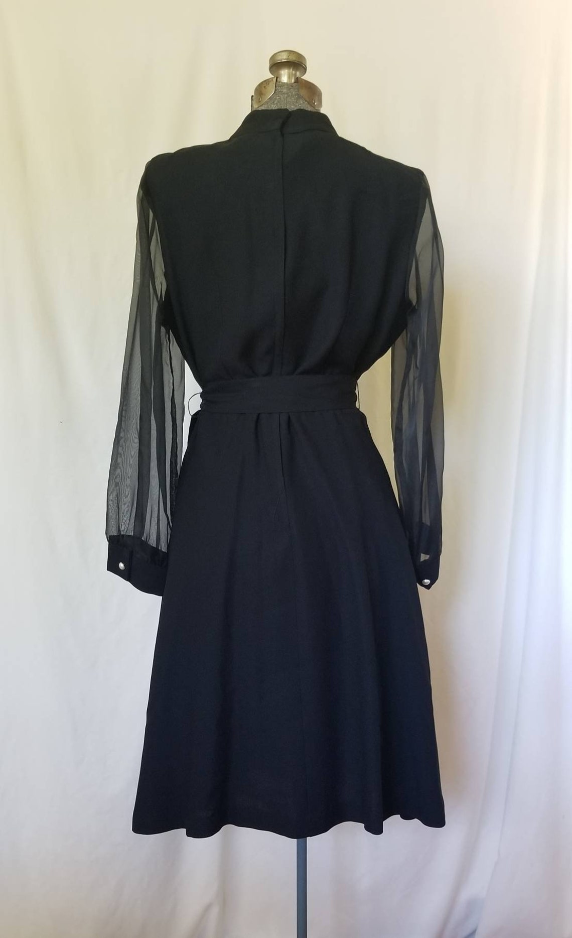 Vintage 60s Montgomery Wards Black Cocktail Dress w/ Sheer | Etsy