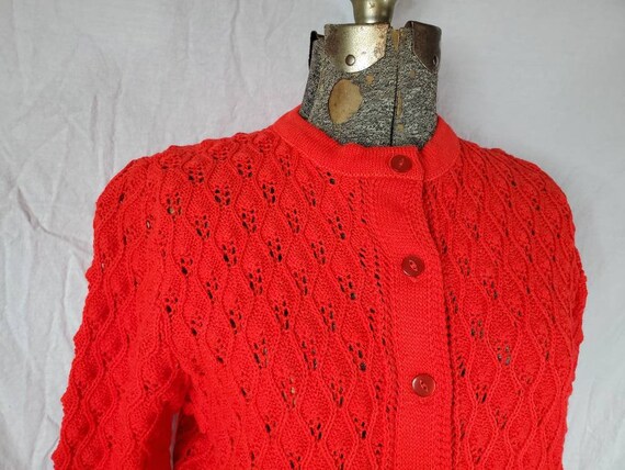 Vintage 60s Sherry Gale Red Cardigan 