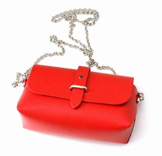 BATYCKI Red Leather Handbag, Elegant Red Handbag,