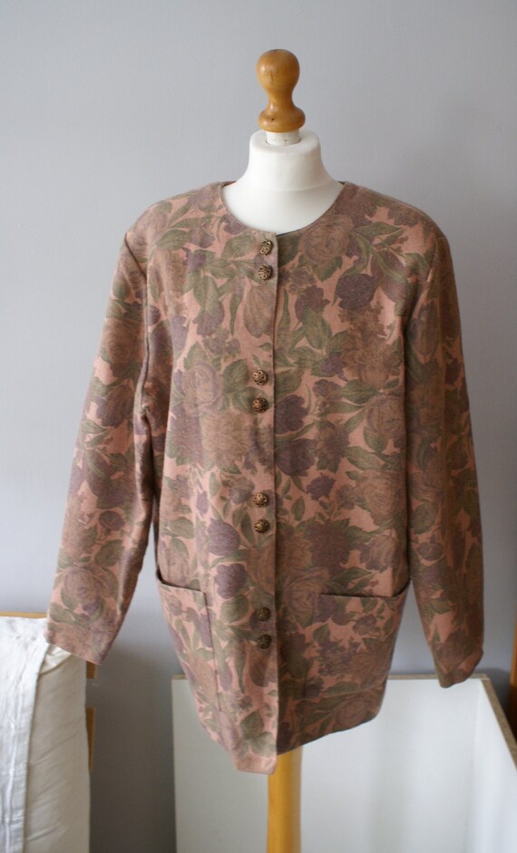 Vintage Elegant Floral coat - Vintage wool coat i