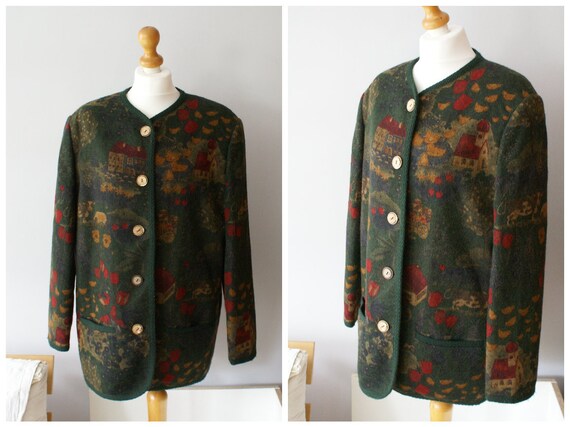 Vintage Elegant Floral coat - Vintage wool coat i