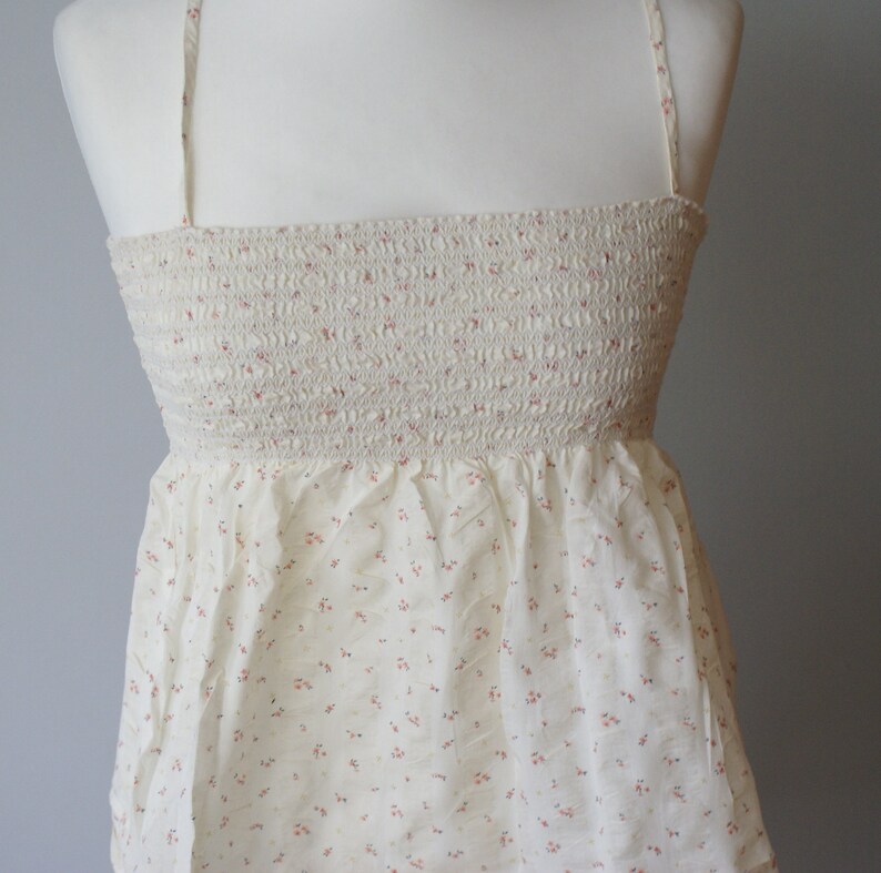Summer Cream Top Cotton blouse Delicate Romantic Summer blouse in roses Sleeveles summer top Clothing for her Delicate Cream blouse