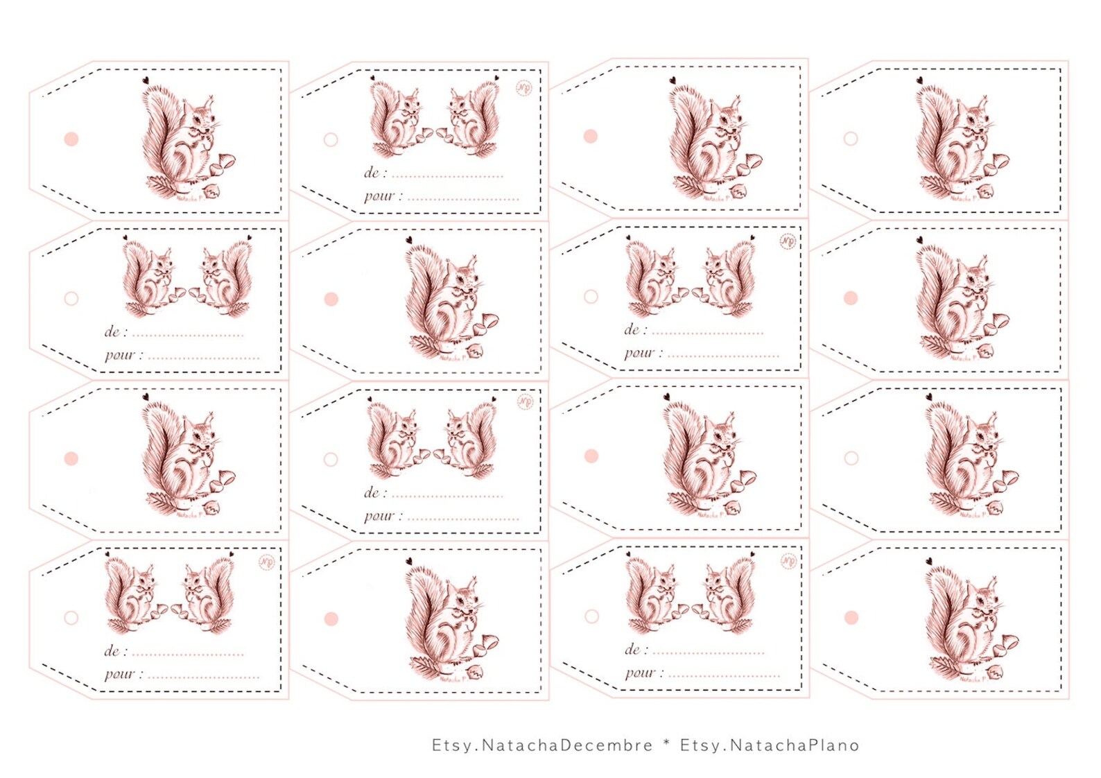 Cute Gift Tags Printable Illustrated With Squirrels 3 - Etsy