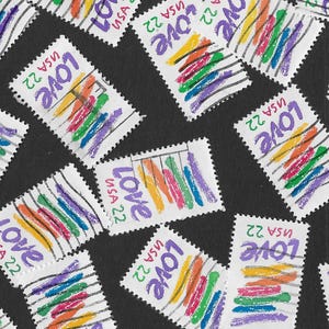 25 Crayon Love Stamps - Used and Cancelled 22 cent Stamps