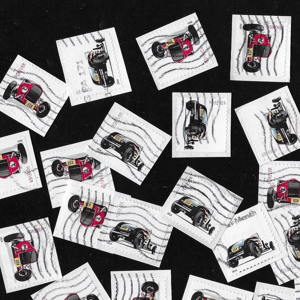 24 Hot Rods - USED and Cancelled Stamps - On Paper