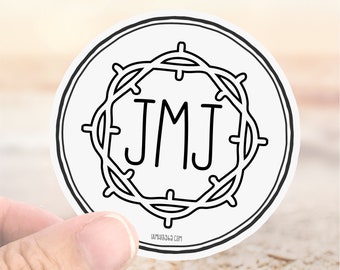 JMJ Catholic Sticker Decal - Faith Sticker - Laptop Decal - Water Bottle Sticker - Jesus Mary Joseph