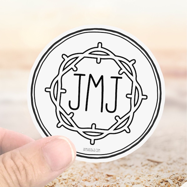 JMJ Catholic Sticker Decal - Faith Sticker - Laptop Decal - Water Bottle Sticker - Jesus Mary Joseph