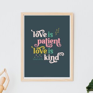 Printable Catholic Wall Art Print - Love is Patient Love is Kind - Traditional Catholic Digital Download - Scripture Quote