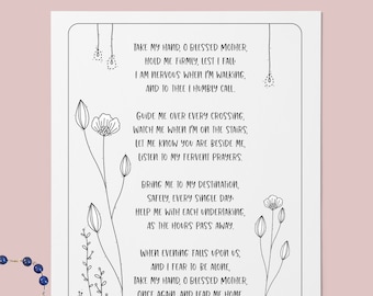 Take My Hand, O Blessed Mother - Printable Catholic Prayer , Catholic Art, Catholic Poem, Blessed Mother