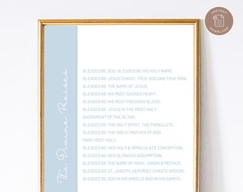 The Divine Praises Prayer Print - Catholic Prayer Printable, Christian Print, Catechism, PDF Download, Indulgence Prayer, Catholic Art