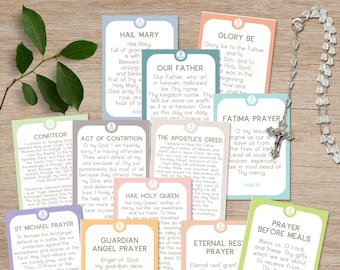 Catholic Kid's Prayer Cards | Catholic Prayers for Children | Printable Prayers for Catholic Kids | Set of 12 Traditional Catholic Prayers