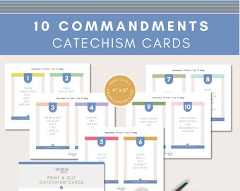 10 Commandments Catholic Catechism Cards | Bible Verse | Virtue Cards | Traditional Catholic Bible Scripture Cards | Douay Rheims Bible