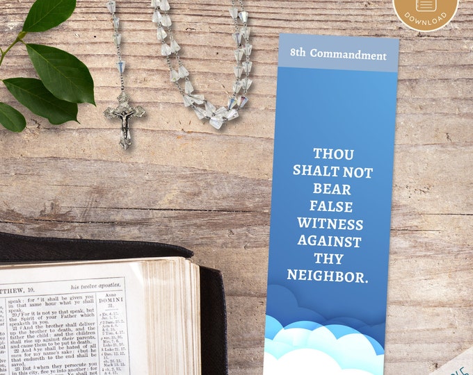 10 Commandments Printable Bookmarks | Catholic Catechism | Catholic Kids Activity | Print and Cut | Instant Download PDF