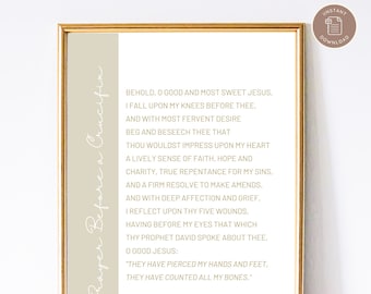 Prayer Before A Crucifix Prayer Print - Catholic Prayer Printable, Christian Print, Catechism, PDF Download, Indulgence Prayer, Catholic Art