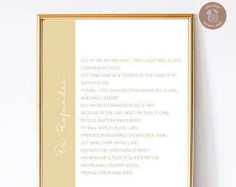 De Profundis Prayer Print - Catholic Prayer Printable, Christian Print, Catechism, PDF Download, Indulgence Prayer, Catholic Art