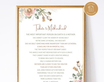 Tribute to Motherhood Art Print - Printable Catholic Art Print - Venerable Jozsef Cardinal Mindszenty, Mothers Day Gift, Gift, PDF