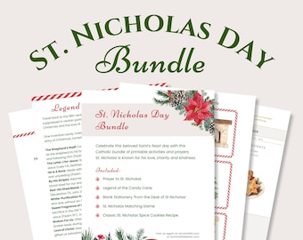 St Nicholas Day Printable Bundle | Printable Catholic Prayers Activities for St Nicholas Feast Day | St Nicholas Cookie Recipe | Advent Game
