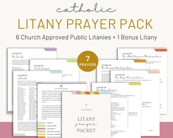 Catholic Litany Prayer Packet - Instant Download PDF for Prayer, Homeschool, Catechism - Church Approved Litanies - Catholic Art Print