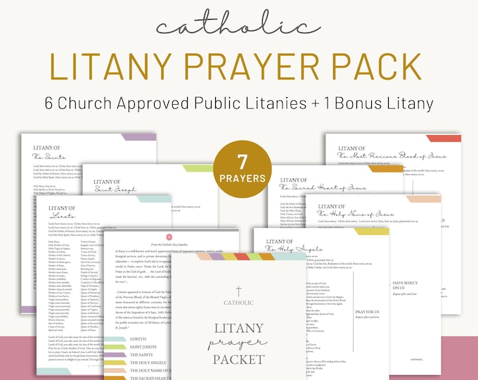 Catholic Litany Prayer Packet - Instant Download PDF for Prayer, Homeschool, Catechism - Church Approved Litanies - Catholic Art Print