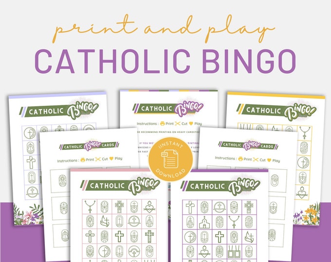 Printable Catholic Bingo | Catholic Game | Catechism Activity | Homeschool Printable | First Communion Party Game | Catholic Kids Activity