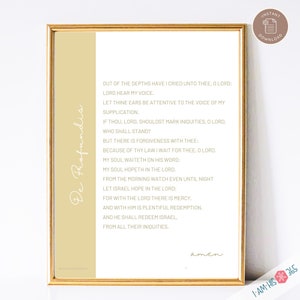 De Profundis Prayer Print - Catholic Prayer Printable, Christian Print, Catechism, PDF Download, Indulgence Prayer, Catholic Art