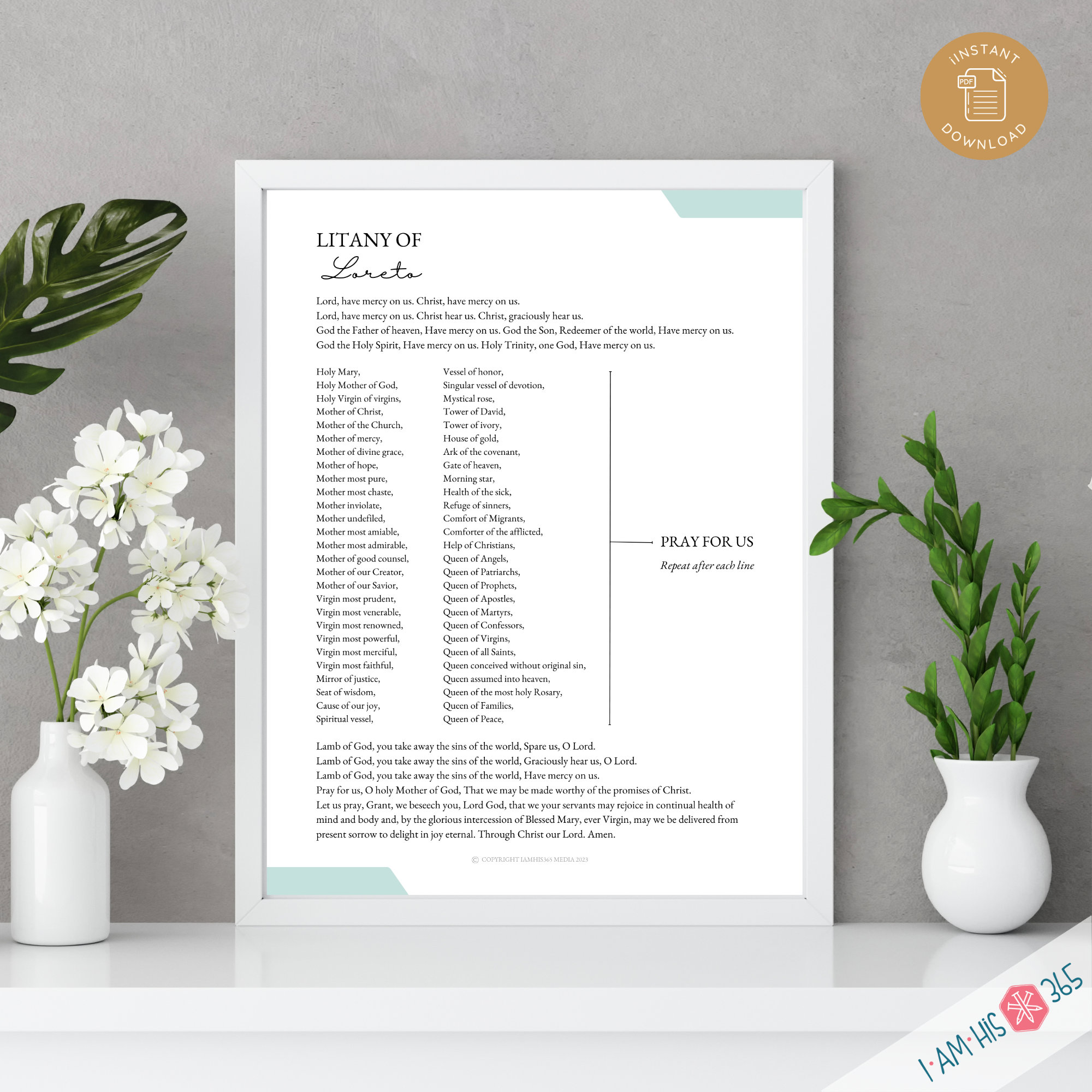 Litany of Loreto Printable Catholic Prayer Print Homeschool Poster Litany of Loreto Printable Catholic Prayer Print Homeschool Poster
