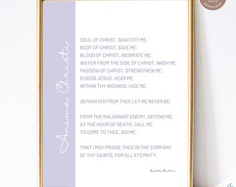 Anima Christi Prayer Print - Catholic Prayer Printable, Christian Print, Catechism, PDF Download, Indulgence Prayer, Catholic Art