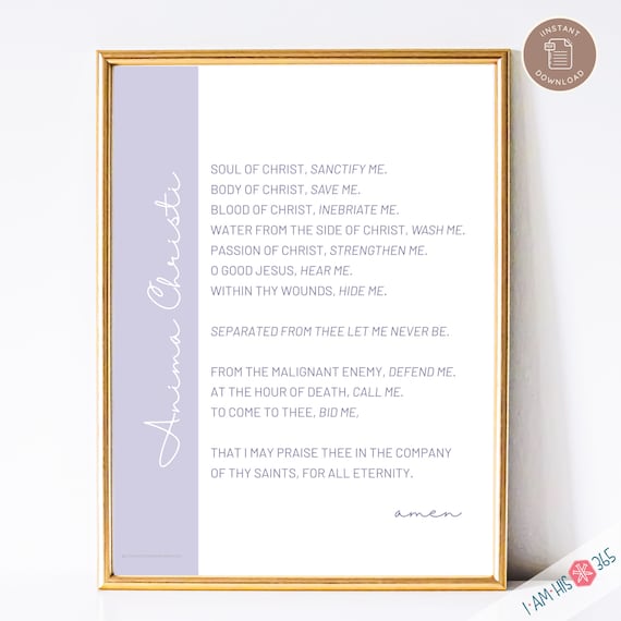 Anima Christi Prayer Print: Catholic Home Decor (PDF Download)