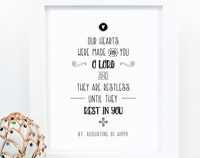 St. Augustine Catholic Saint Art Print - Catholic Prayer Printable, Catholic Saint Quote, PDF Download, Confirmation Gift