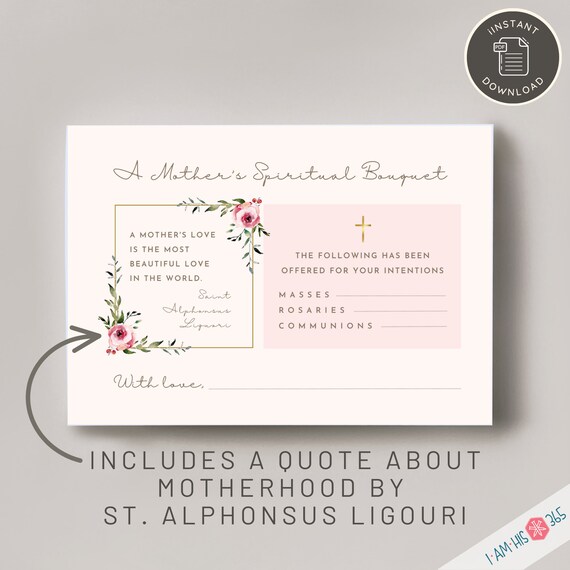Printable Catholic Spiritual Bouquet Cards: Saint Quotes for Mothers (PDF)