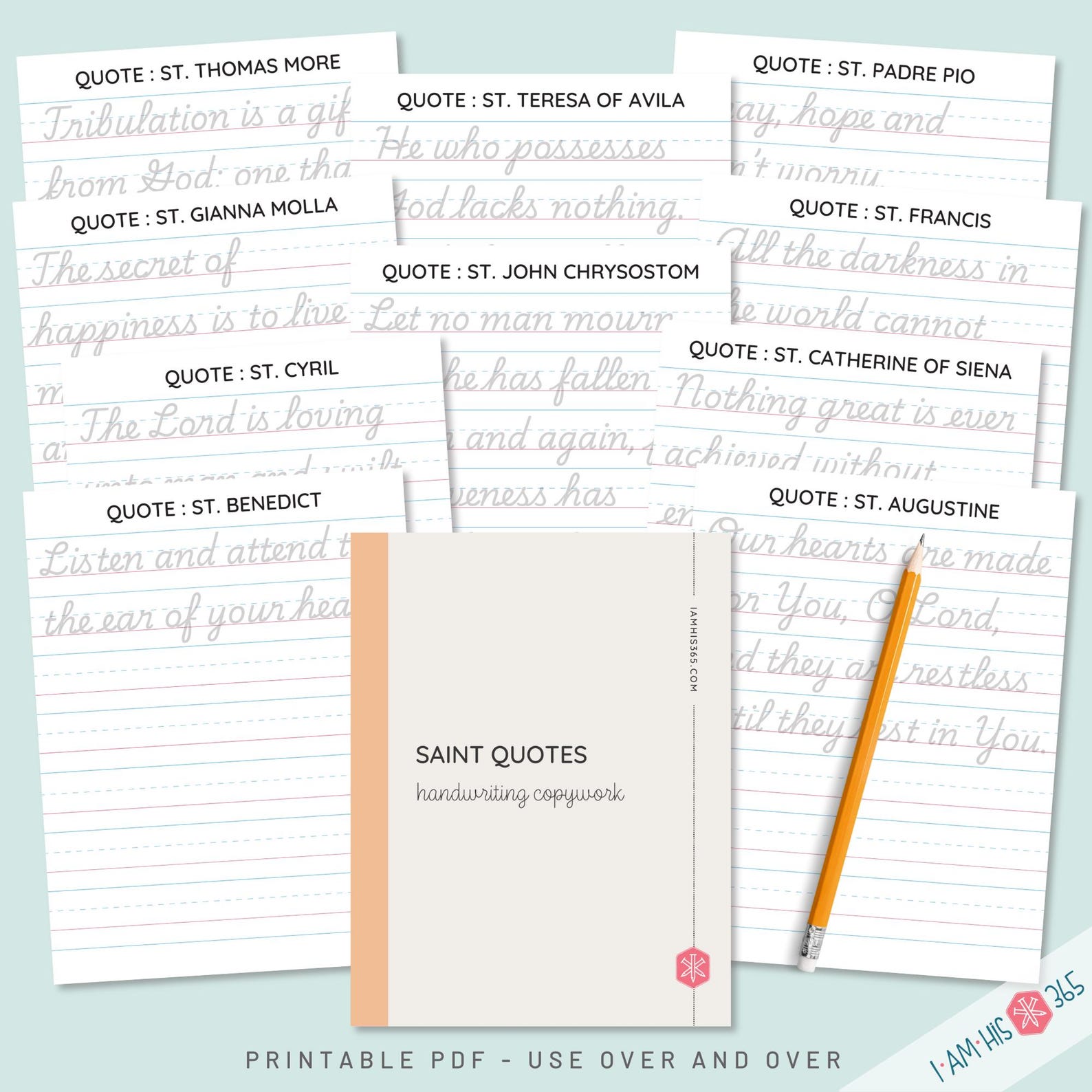 Cursive Ten Commandments Catholic Cursive Worksheet Bundle for Catechism | Scripture | Saints ...
