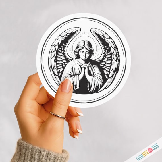 Catholic Angel Sticker Decal: Guardian Angel Sticker for Laptop, Car, Water bottle | Kiss-Cut Vinyl Decal | Religious Sticker