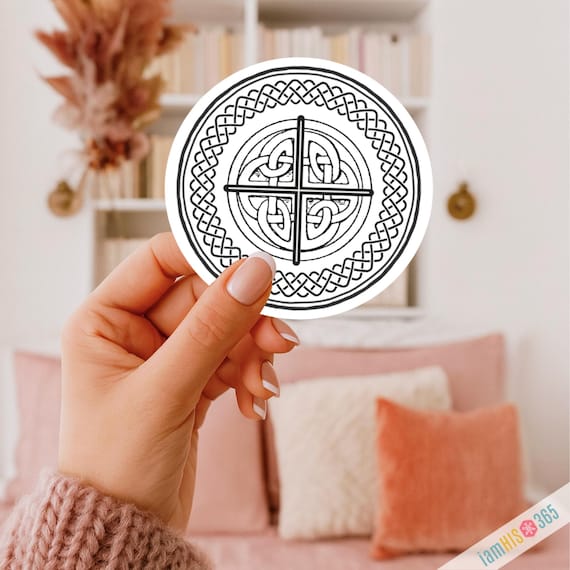 Celtic Cross Art Sticker Decal: Catholic Sticker for Laptop, Car, Water bottle | Kiss-Cut Vinyl Decal | Religious Sticker