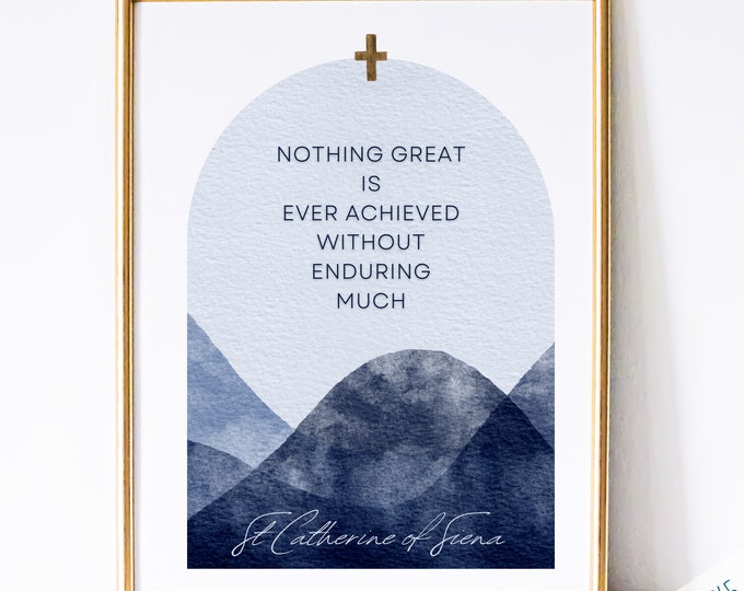 St. Catherine of Siena Catholic Saint Art Print - Catholic Printable, Catholic Saint Quote, PDF Download, Boho, Holy Art
