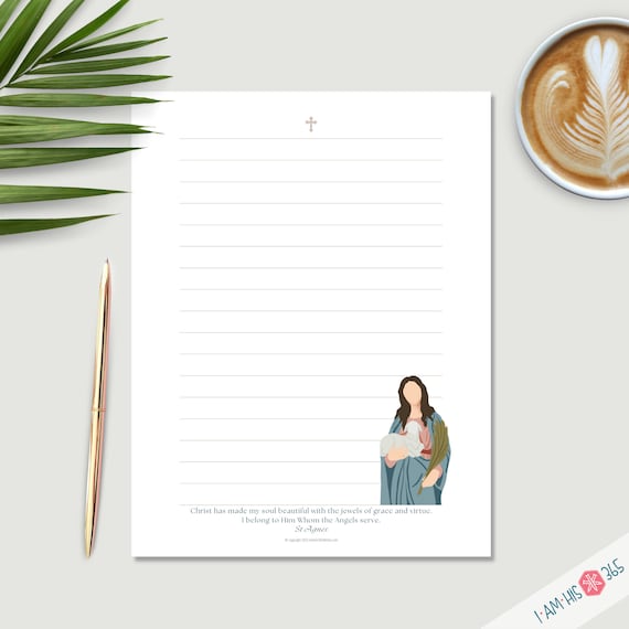 Printable Catholic Saints Stationery | Catholic Stationery | Lined Writing Paper with Saint Quotes for writing, journaling, notes, lists