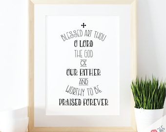 Catholic Art Print Worthy to Be Praised - 8.5x11 Printable Catholic Scripture Art Print PDF Instant Digital Download - Catholic Bible Verse